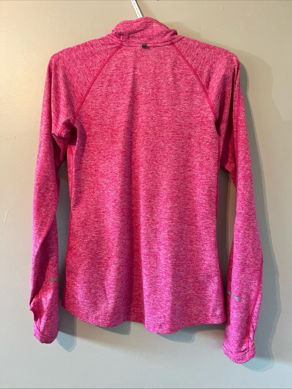 Women’s Nike Long Sleeve 1/4 Zip Pink Stretch Pullover XS Workout Thumb Holes